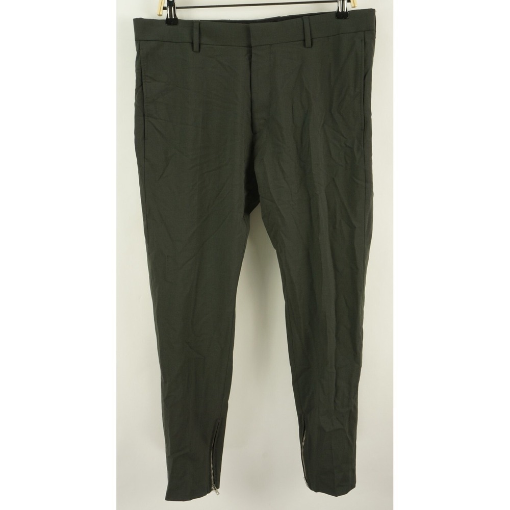 $268 The Kooples Wool Zip Hem Trousers Men's 34 Slim Fit Twill Flat Front‎ Pants